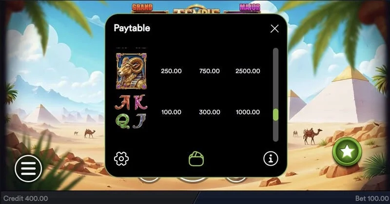 Temple of Treasures - παράθυρο Buy Feature για αγορά μπόνους